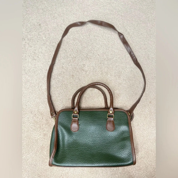 Elegant Green and Brown Leather Handbag - Picture 2 of 2